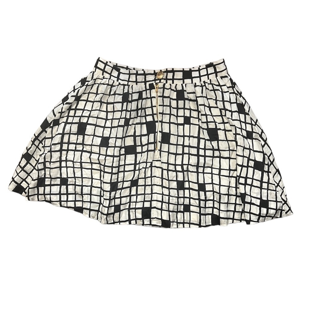 Hutch Anthropologie Black and White Square Checkered Silk Mini Skirt - 6